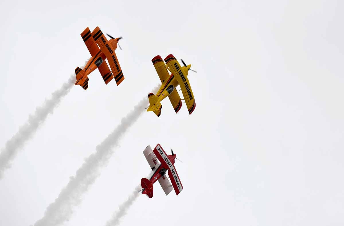 The Sky Aces perform during the Australian International Airshow in Melbourne on March 5, 2017.