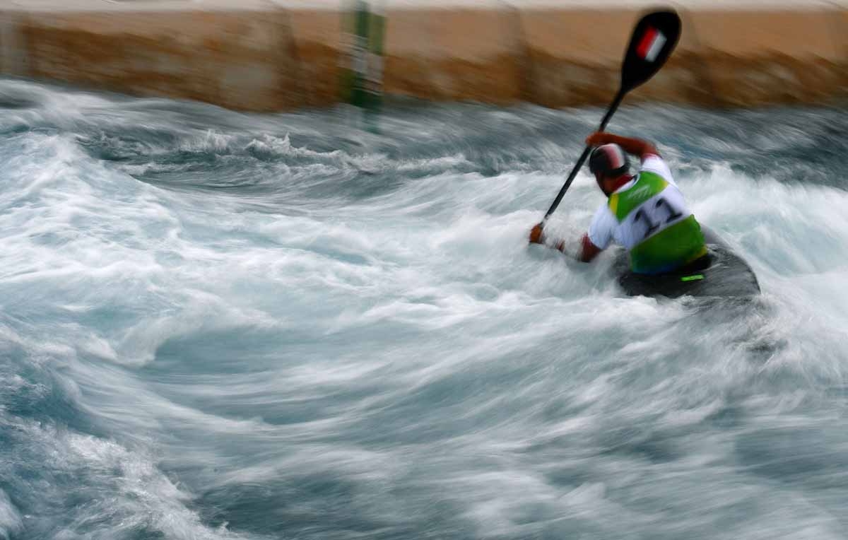 Poland's Maciej Okreglak competes in the Men's K1 kayak slalom competition at the Whitewater stadium during the Rio 2016 Olympic Games in Rio de Janeiro on August 7, 2016 Poland's Maciej Okreglak competes in the Men's K1 kayak slalom competition at the Whitewater stadium during the Rio 2016 Olympic Games in Rio de Janeiro on August 7, 2016