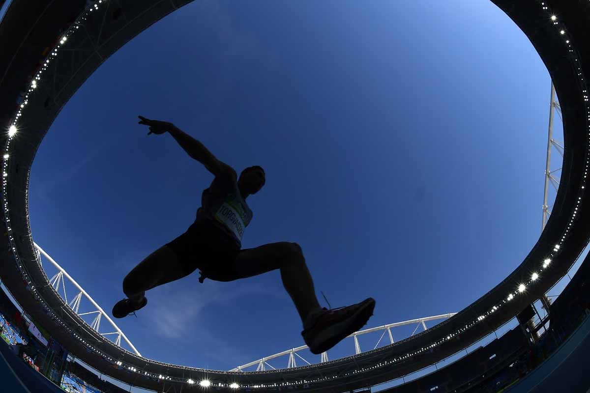 Georgia's Lasha Torgvaidze competes in the Men's Triple Jump Qualifying Round as part of the athletics competition at the Rio 2016 Olympic Games at the Olympic Stadium in Rio de Janeiro on August 15, 2016. Georgia's Lasha Torgvaidze competes in the Men's Triple Jump Qualifying Round as part of the athletics competition at the Rio 2016 Olympic Games at the Olympic Stadium in Rio de Janeiro on August 15, 2016.