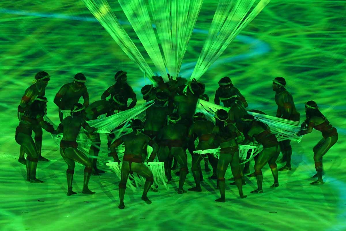 Dancers perform during the opening ceremony of the Rio 2016 Olympic Games at Maracana Stadium in Rio de Janeiro on August 5, 2016. Dancers perform during the opening ceremony of the Rio 2016 Olympic Games at Maracana Stadium in Rio de Janeiro on August 5, 2016.