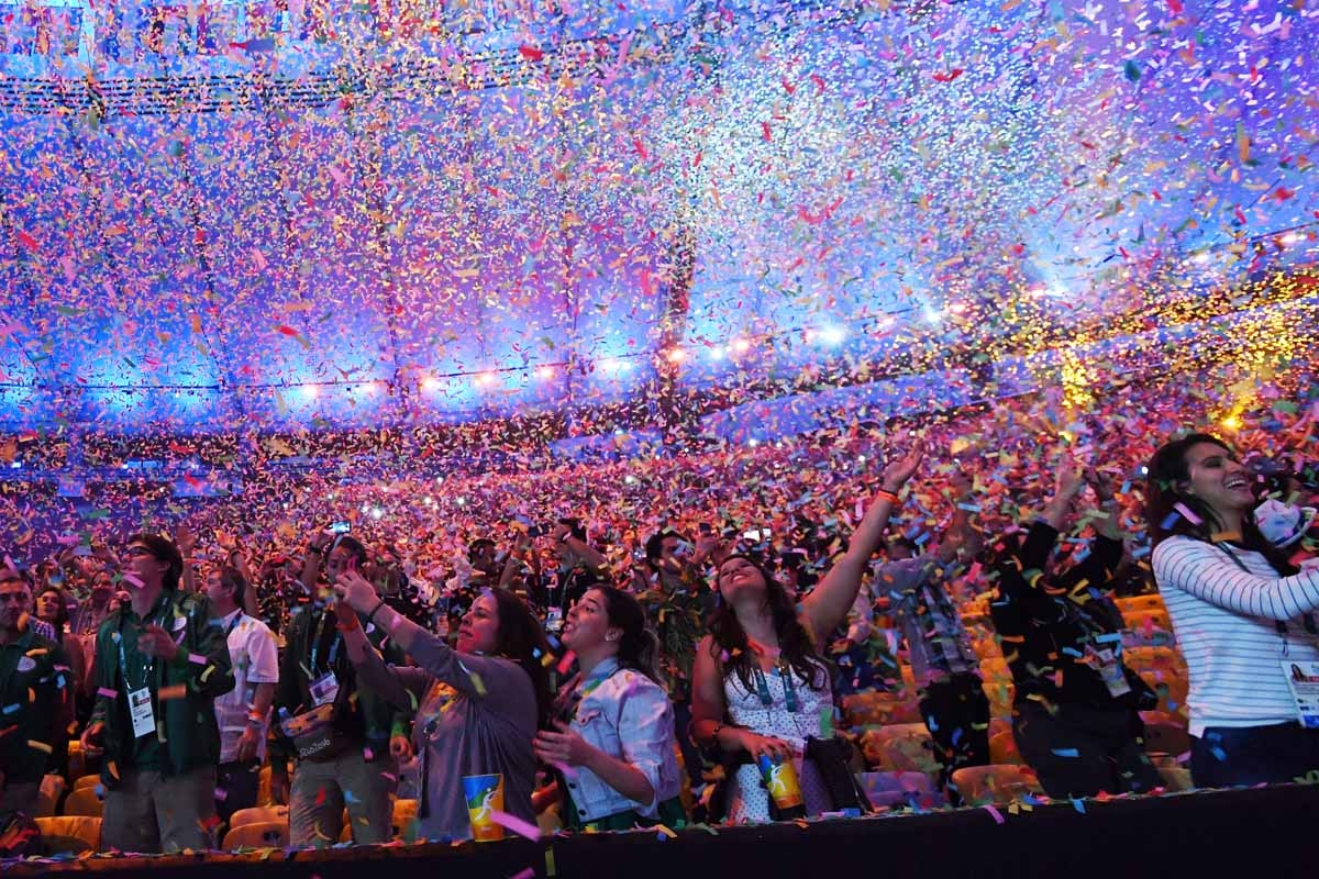 Spectators watch the end of the opening ceremony of the Rio 2016 Olympic Games at the Maracana stadium in Rio de Janeiro on August 5, 2016. Spectators watch the end of the opening ceremony of the Rio 2016 Olympic Games at the Maracana stadium in Rio de Janeiro on August 5, 2016.