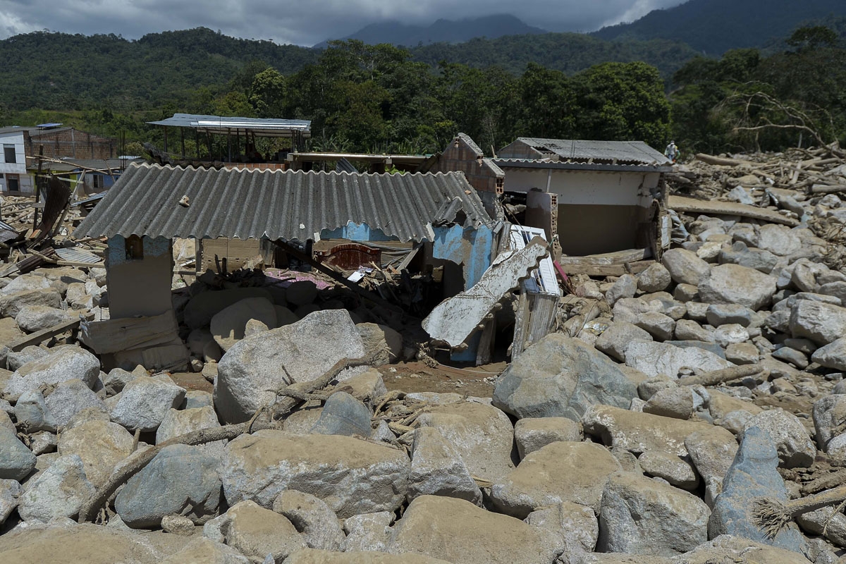 View of one of the houses destroyed by mudslides caused by heavy rains in Mocoa, Putumayo department, southern Colombia on April 4, 2017.