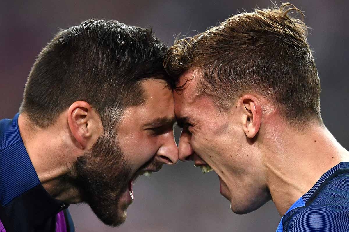 France's forward Andre-Pierre Gignac (L) celebrates with France's forward Antoine Griezmann after he scored the second goal for France during the Euro 2016 semi-final football match between Germany and France at the Stade Velodrome in Marseille on July 7, France's forward Andre-Pierre Gignac (L) celebrates with France's forward Antoine Griezmann after he scored the second goal for France during the Euro 2016 semi-final football match between Germany and France at the Stade Velodrome in Marseille on July 7,