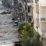 A general view shows Salaheddin street in the northern Syrian city of Aleppo on November 19, 2013. The conflict in Syria has claimed an estimated 120,000 lives and generated the biggest refugee crisis in two decades, raising fears that the conflict could