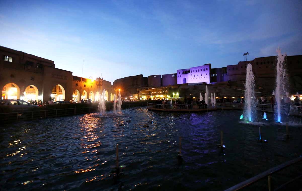 A picture taken on October 24, 2015 shows the Arbil Citadel illuminated in blue light as part of the 'Turn the World UN Blue' Campaign to celebrate the 70th anniversary of the United Nation, in the capital of the autonomous Kurdish region of northern Iraq A picture taken on October 24, 2015 shows the Arbil Citadel illuminated in blue light as part of the 'Turn the World UN Blue' Campaign to celebrate the 70th anniversary of the United Nation, in the capital of the autonomous Kurdish region of northern Iraq