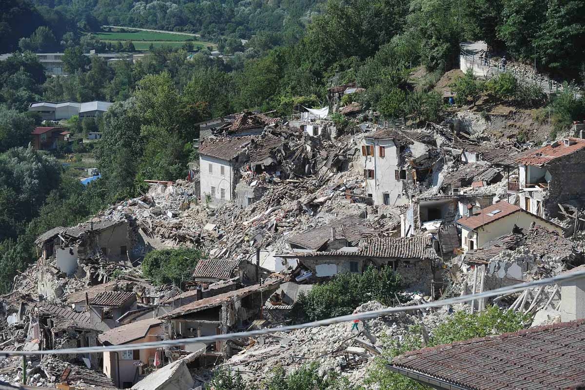 Damaged houses are pictured in Pescara del Tronto on August 25, 2016, a day after a 6.2-magnitude earthquake struck the region killing some 247 people. Damaged houses are pictured in Pescara del Tronto on August 25, 2016, a day after a 6.2-magnitude earthquake struck the region killing some 247 people.