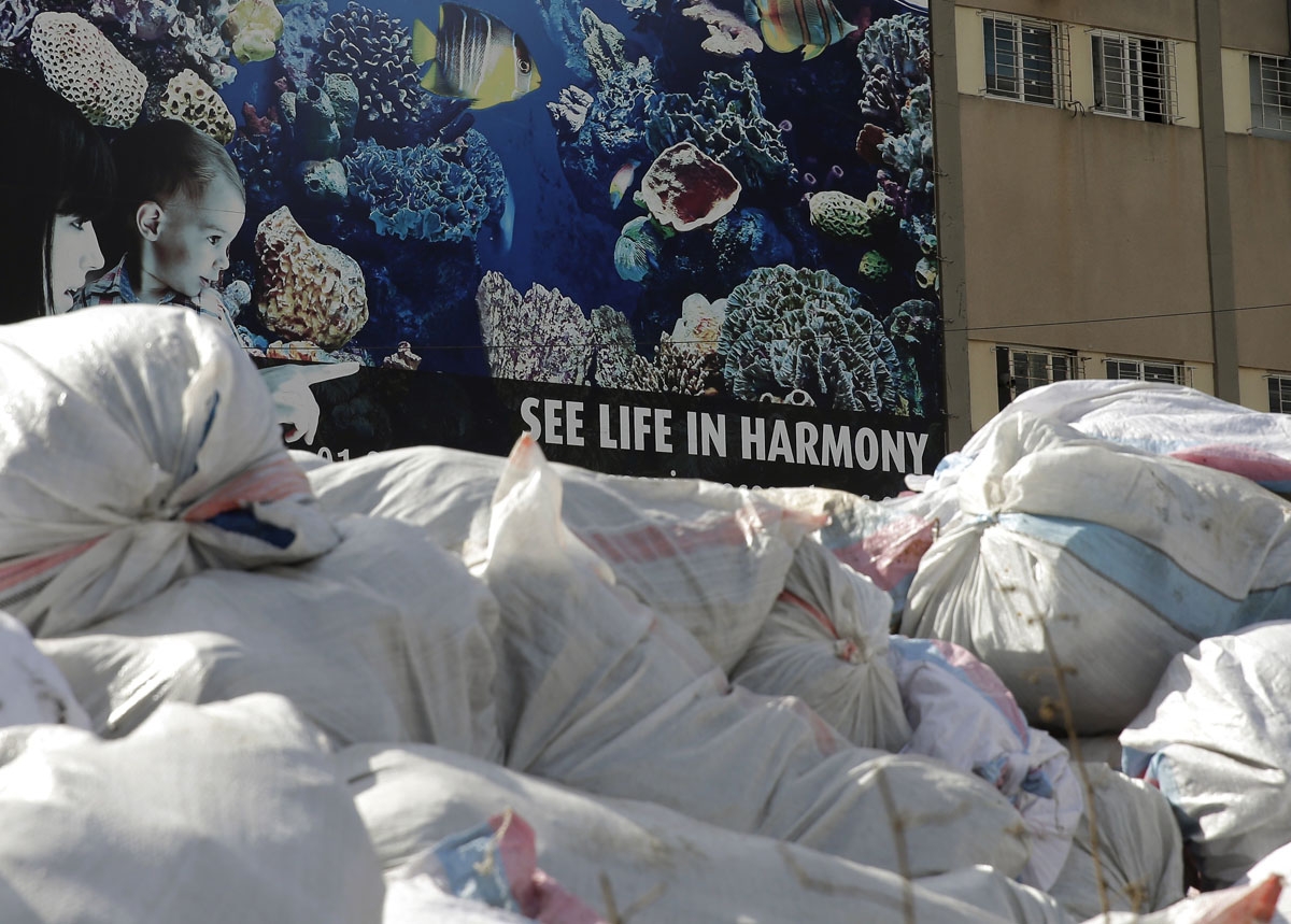 Piles of garbage are pictured along the Jdeideh highway, northeast of the Lebanese capital Beirut on September 23, 2016