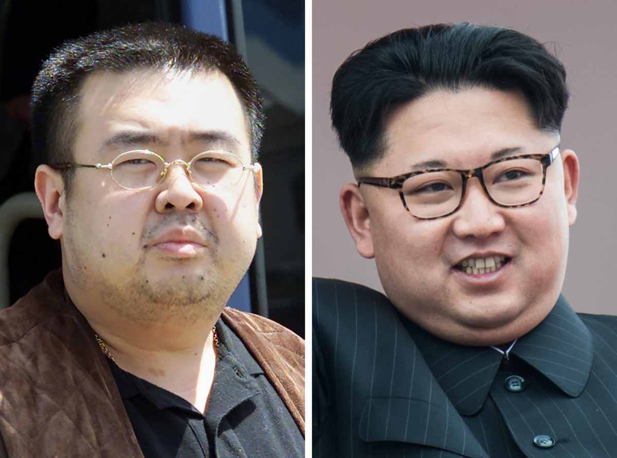 This combo shows a file photo (L) taken on May 4, 2001 of a man believed to be Kim Jong-Nam, son of the late-North Korean leader Kim Jong-Il, getting off a bus to board an All Nippon Airways plane at Narita airport near Tokyo and a file photo (R) of his h