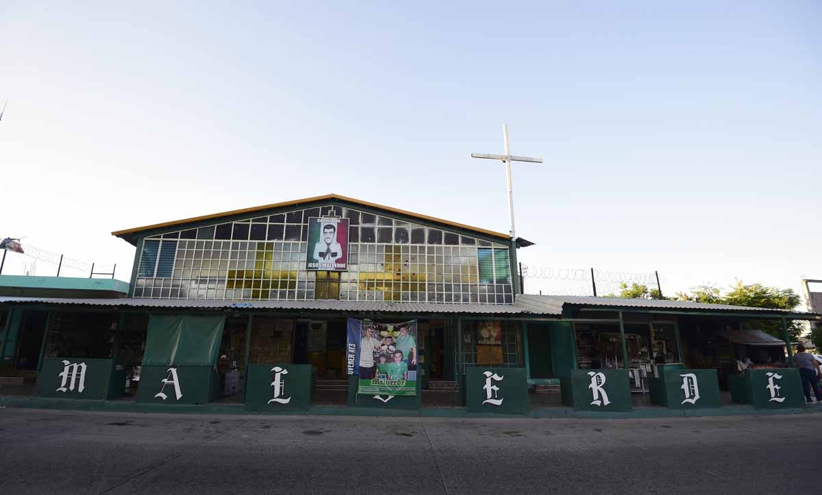 View of the facade of the Malverde chapel -devoted to narco-saint Jesus Malverde, who according to legend was a Robin Hood-type bandit who stole from the rich and gave to the poor- in Culiacan, Sinaloa state in northwest Mexico, on December 7, 2016.