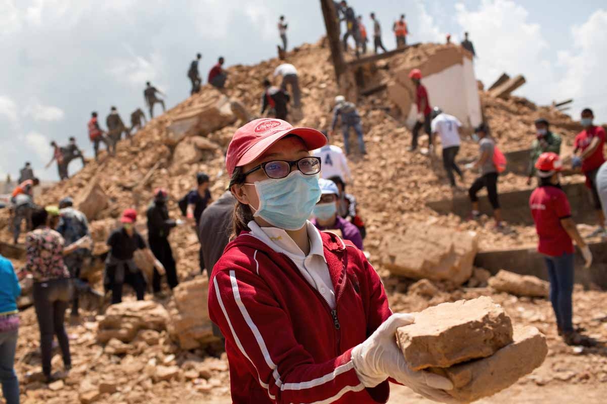 Nepalese civilians and police personnel clear rubble at the Narayan temple in Kathmandu on May 2, 2015, one week after a 7.8 magnitude earthquake which struck the Himalayan nation on April 25. Nepalese civilians and police personnel clear rubble at the Narayan temple in Kathmandu on May 2, 2015, one week after a 7.8 magnitude earthquake which struck the Himalayan nation on April 25.