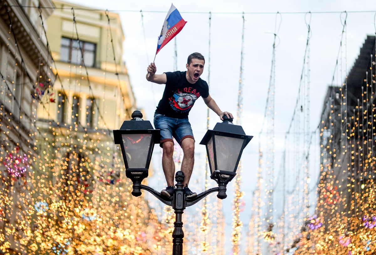 Happy locals in Moscow, July 1, 2018.