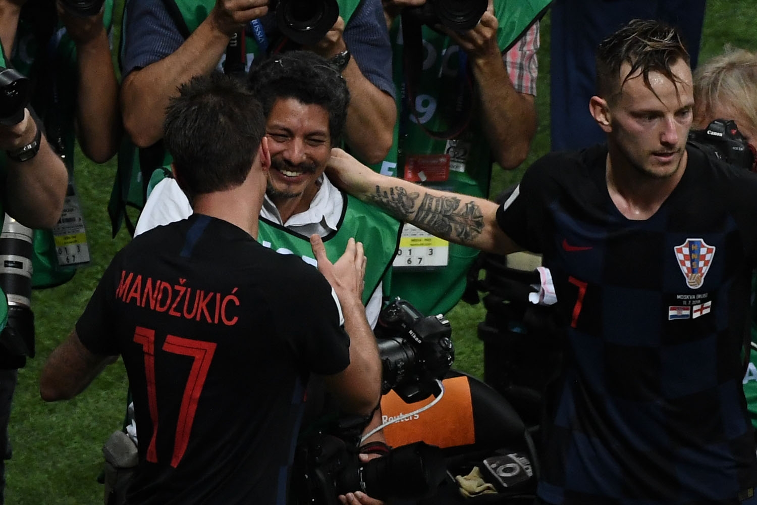 Croatias Forward Mario Mandzukic L Speaks To Afp Photographer Yuri Cortez C Croatias Forward Mario Mandzukic L Speaks To Afp Photographer Yuri Cortez C