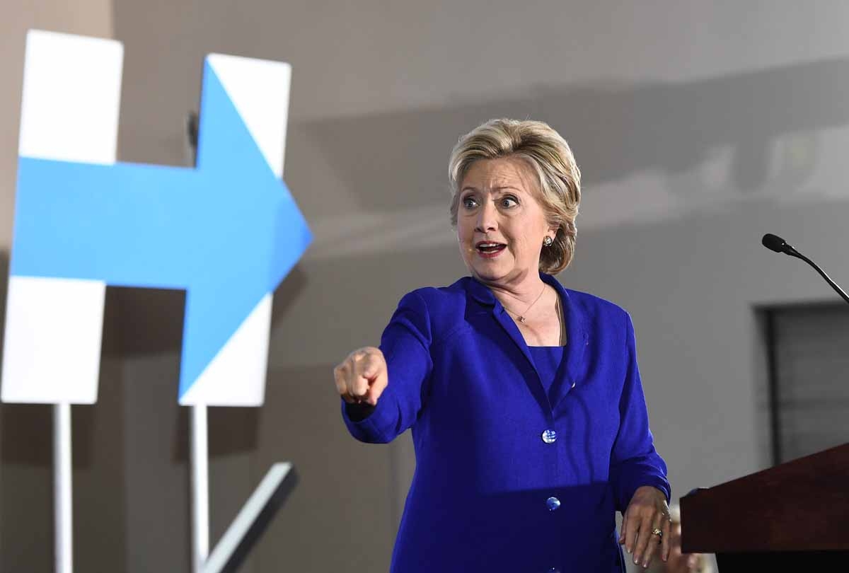 US Democratic presidential nominee Hillary Clinton gestures during a campaign rally in Las Vegas, Nevada, on November 2, 2016. US Democratic presidential nominee Hillary Clinton gestures during a campaign rally in Las Vegas, Nevada, on November 2, 2016.