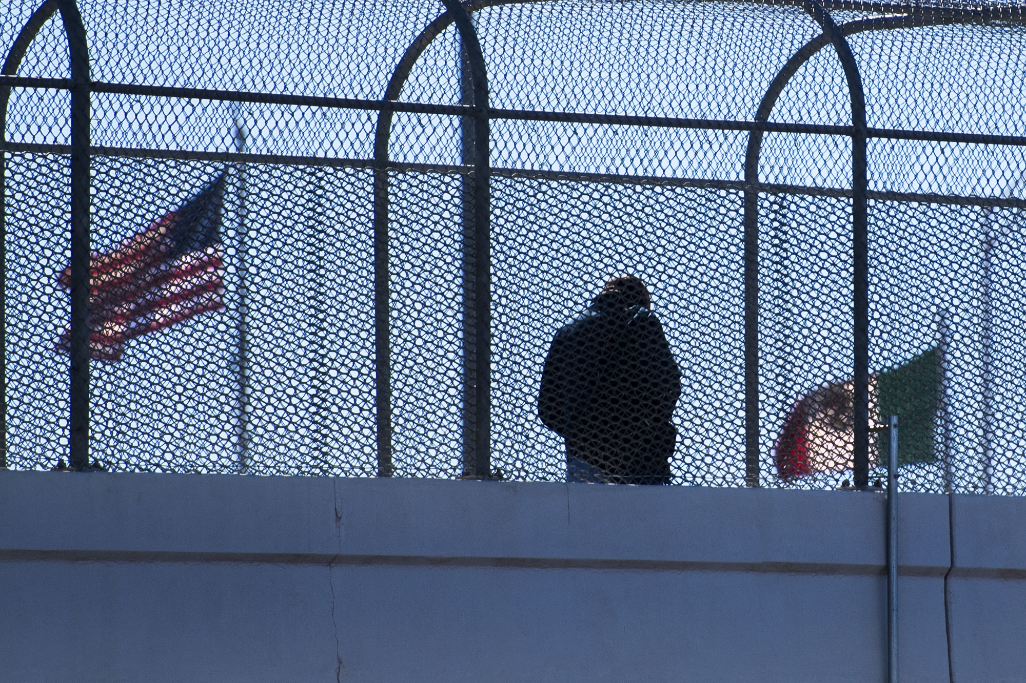 A man crosses the footbridge to Juarez, Mexico, from El Paso, Texas, on February 20, 2017.