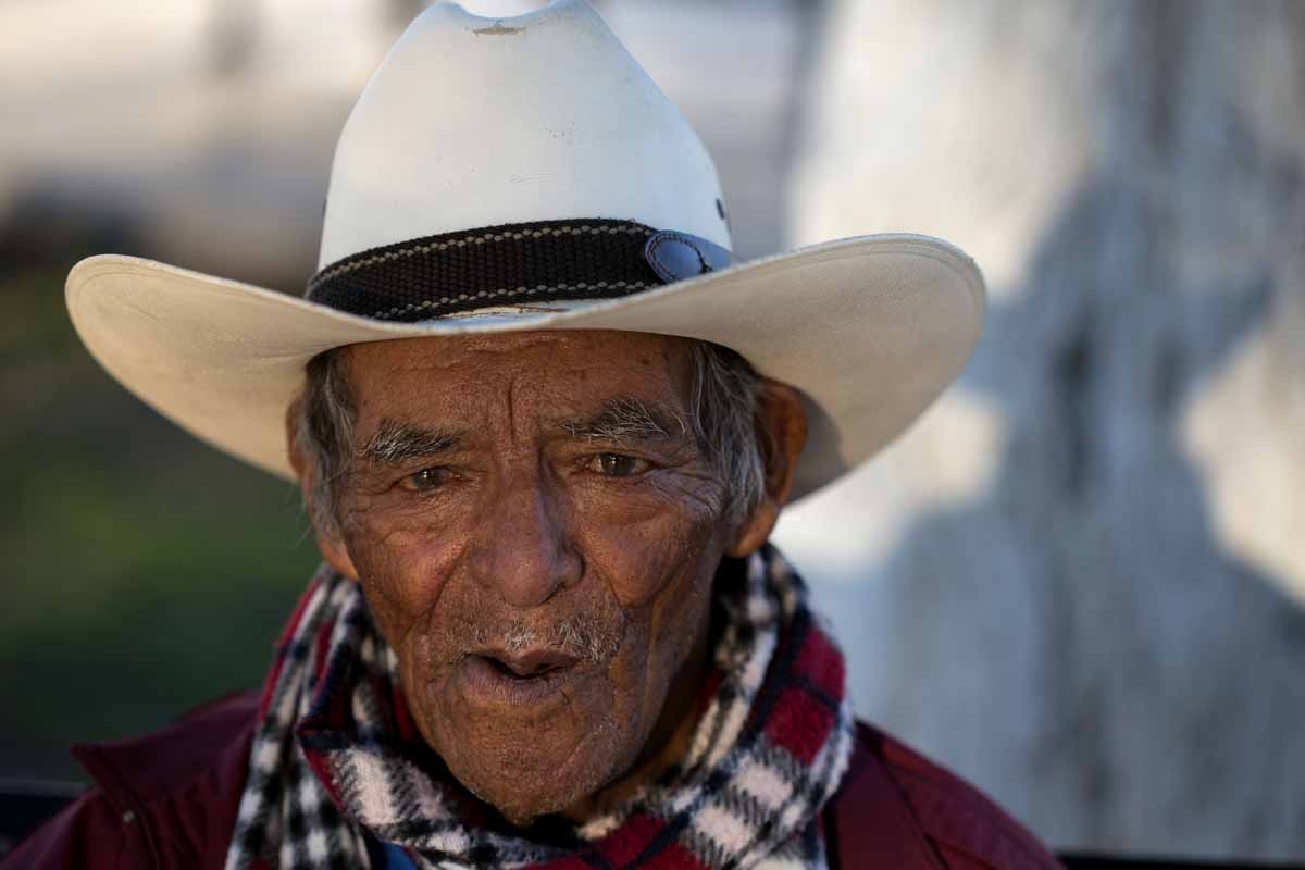84 year old Trinidad sits at a plaza on the US/Mexico border in Piedras Negras on February 21, 2017 northern Mexico.