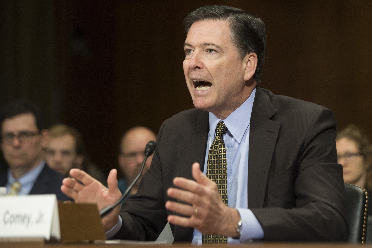 FBI Director James Comey testifies before the Senate Judiciary Committee on Capitol Hill in Washington, DC, May 3, 2017.
