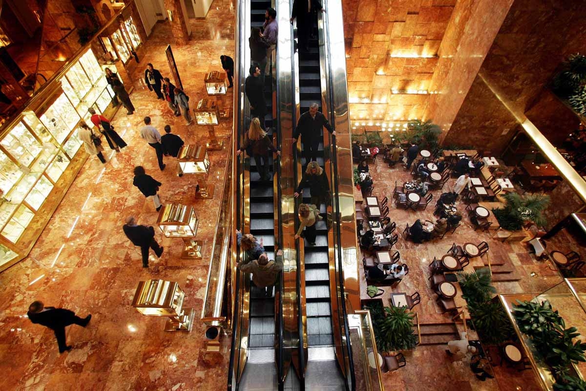 This file photo taken on October 29, 2004 shows shoppers and diners visiting the Trump Tower on 5th Avenue in Manhattan, New York. This file photo taken on October 29, 2004 shows shoppers and diners visiting the Trump Tower on 5th Avenue in Manhattan, New York.