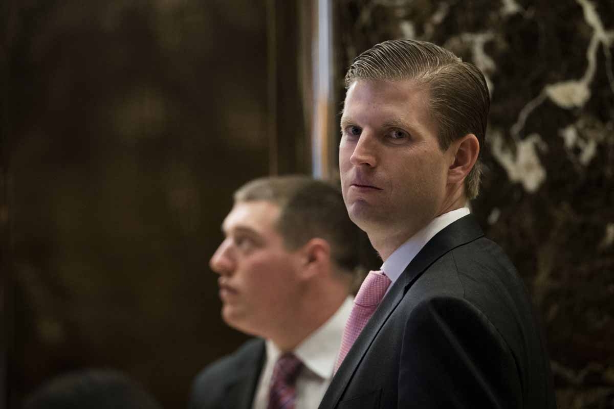 Eric Trump arrives at Trump Tower, November 17, 2016 in New York City