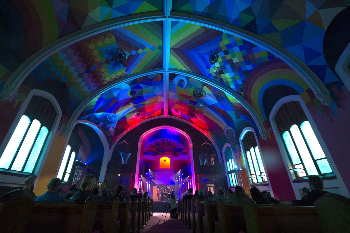 Members of the International Church of Cannabis are entertained with live music performances during the church's 4/20 celebration on April 20, 2018 in Denver, Colorado.