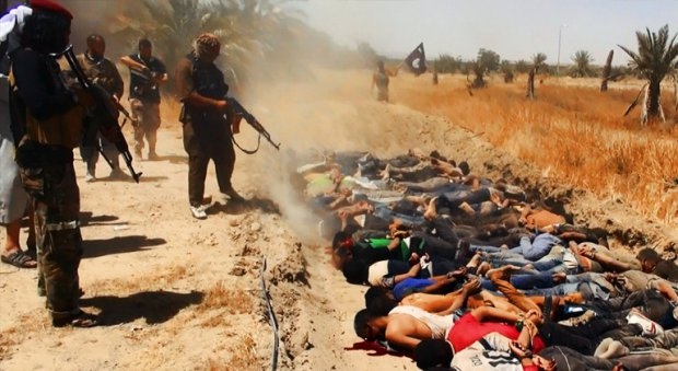 An image uploaded on June 14, 2014 on the jihadist website Welayat Salahuddin allegedly shows militants of the Islamic State of Iraq and the Levant (ISIL) executing dozens of captured Iraqi security force members. (AFP / HO / Welayat Salahuddin) An image uploaded on June 14, 2014 on the jihadist website Welayat Salahuddin allegedly shows militants of the Islamic State of Iraq and the Levant (ISIL) executing dozens of captured Iraqi security force members. (AFP / HO / Welayat Salahuddin)