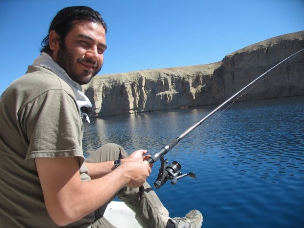 AFP reporter Sardar Ahmad fishes in a lake near Bamiyan on October 17, 2008 AFP reporter Sardar Ahmad fishes in a lake near Bamiyan on October 17, 2008