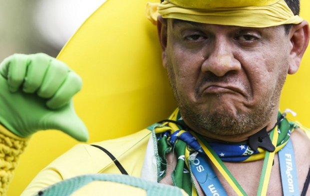 A Brazilian supporter in Sao Paulo during the game against Chile. A Brazilian supporter in Sao Paulo during the game against Chile.