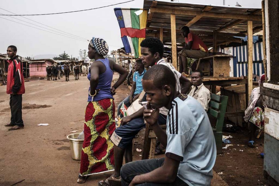 Young Muslims at the empty market in Bangui's PK5 neighborhood. Young Muslims at the empty market in Bangui's PK5 neighborhood.