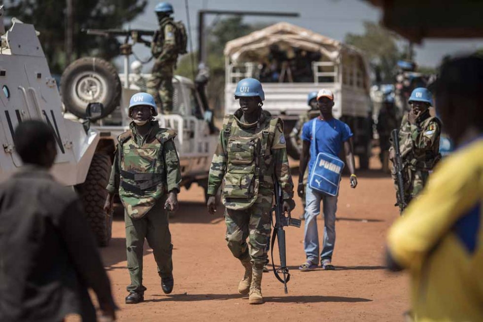 UN peacekeepers on patrol in Bangui. December, 2015. UN peacekeepers on patrol in Bangui. December, 2015.