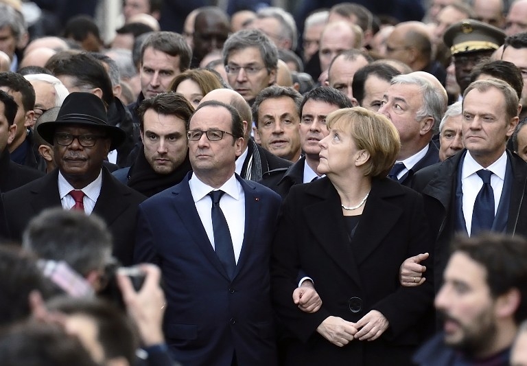 Leaders at the unity march in Paris on January 11, 2015 Leaders at the unity march in Paris on January 11, 2015