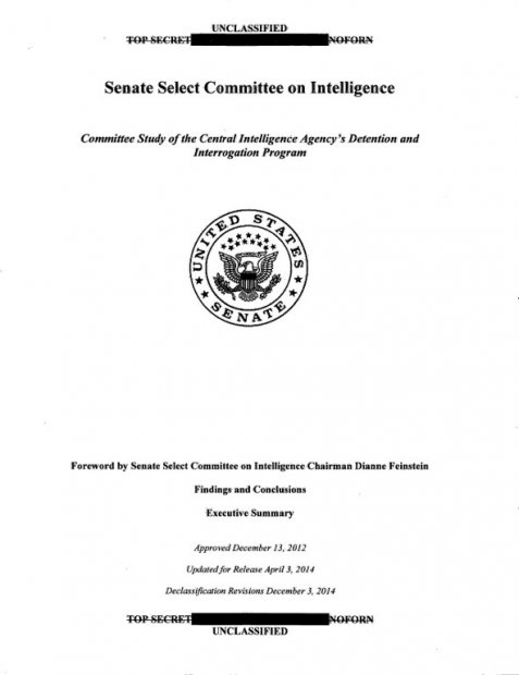 This December 9, 2014 image shows the cover of the Senate Select Committee study of the Central Intelligence Agency's detention and interrogation program (AFP PHOTO/US SENATE/HANDOUT) This December 9, 2014 image shows the cover of the Senate Select Committee study of the Central Intelligence Agency's detention and interrogation program (AFP PHOTO/US SENATE/HANDOUT)