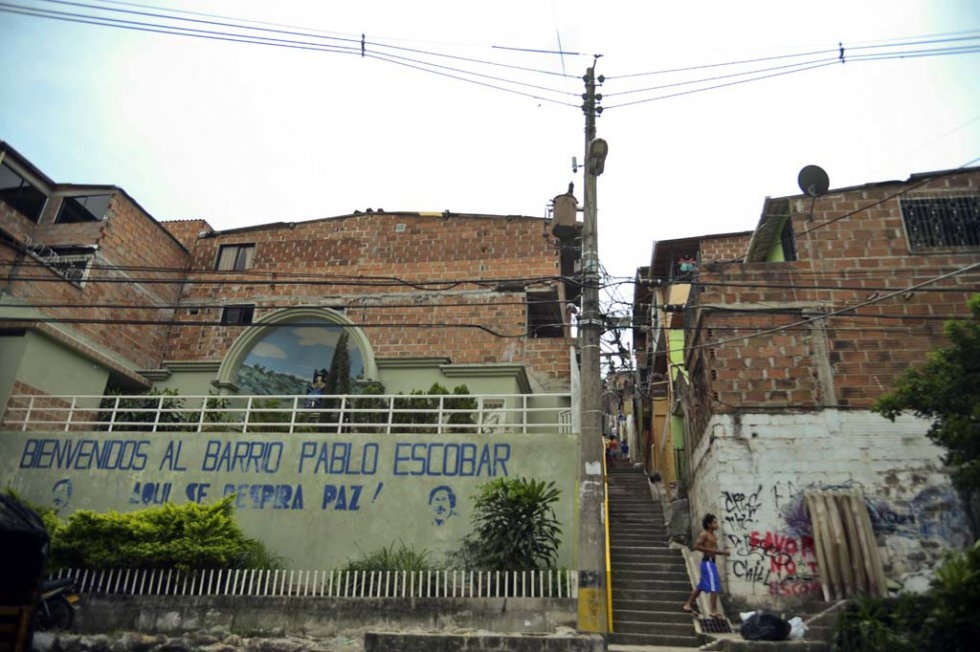 Pablo Escobar's neighborhood in Medellin, December, 2015. The druglord is still revered by many 22 years after his death. Pablo Escobar's neighborhood in Medellin, December, 2015. The druglord is still revered by many 22 years after his death.