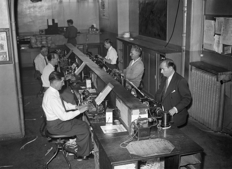A newsroom at AFP headquarters in Paris 1946 A newsroom at AFP headquarters in Paris 1946