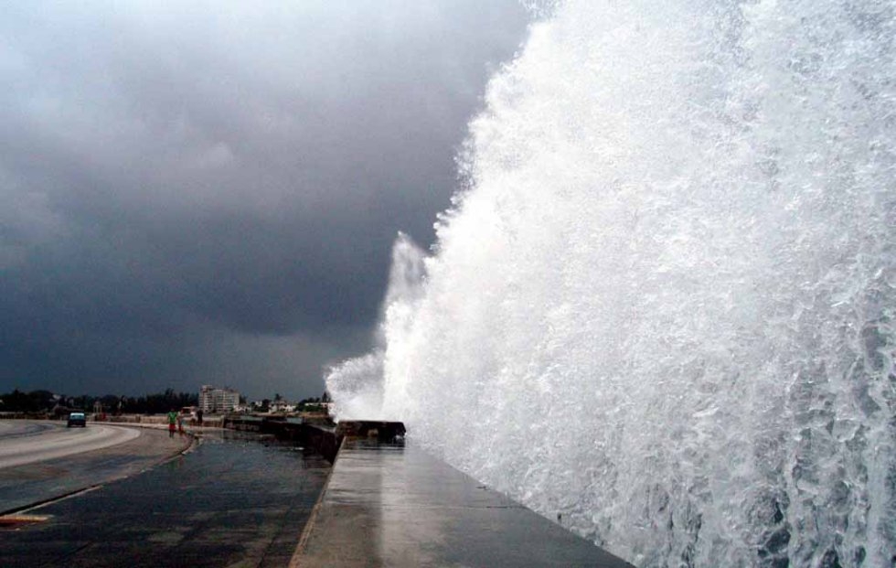 The Malecon during a hurricane, October, 2005. The Malecon during a hurricane, October, 2005.