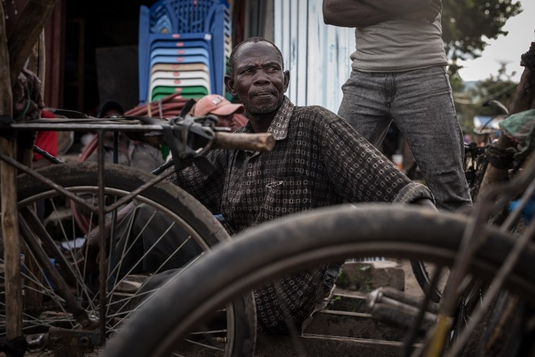 A bicycle taxi driver in Baraka, South Kivu on March 23, 2015 A bicycle taxi driver in Baraka, South Kivu on March 23, 2015