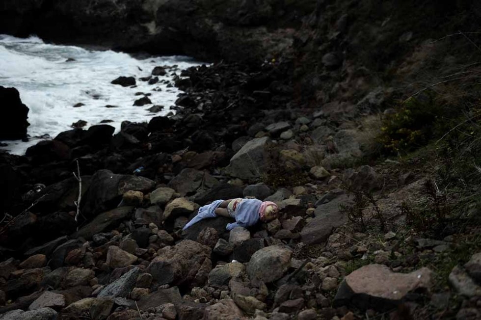 The body of a drowned baby lies on Lesbos's beach in early November. The body of a drowned baby lies on Lesbos's beach in early November.