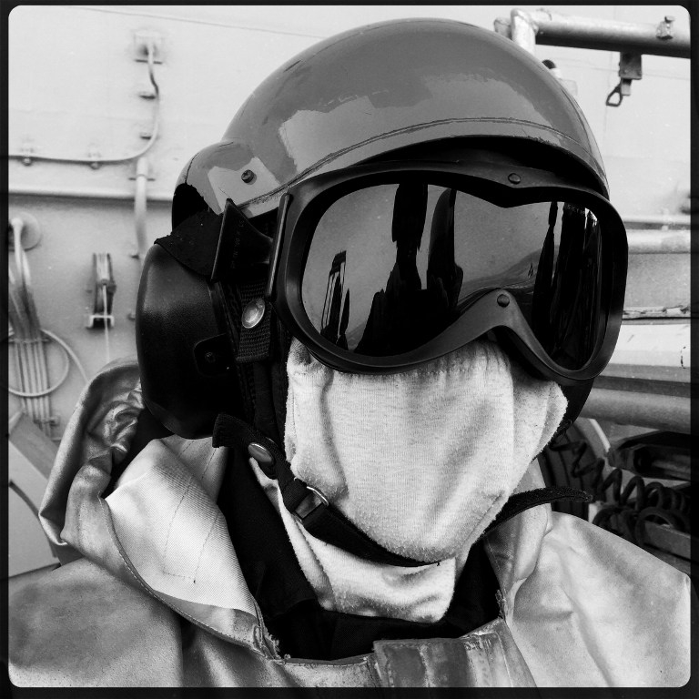 A security team member on the deck of the Charles de Gaulle on February 25, 2015 A security team member on the deck of the Charles de Gaulle on February 25, 2015