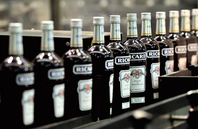 Bottles of Ricard on the bottling chain Bottles of Ricard on the bottling chain