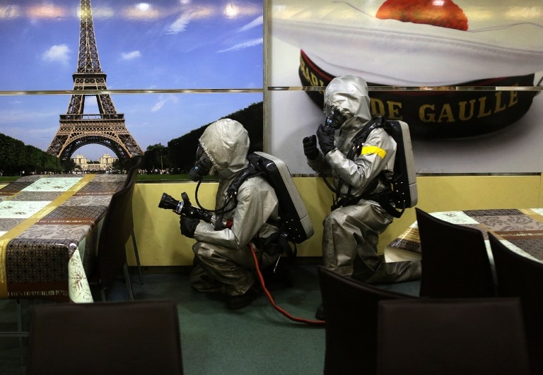 A fire drill on the aircraft carrier Charles de Gaulle on February 24, 2015 A fire drill on the aircraft carrier Charles de Gaulle on February 24, 2015