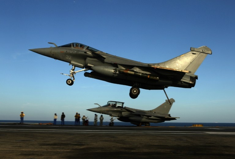 A Rafale fighter jet lands on the Charles de Gaulle on February 24, 2015 A Rafale fighter jet lands on the Charles de Gaulle on February 24, 2015