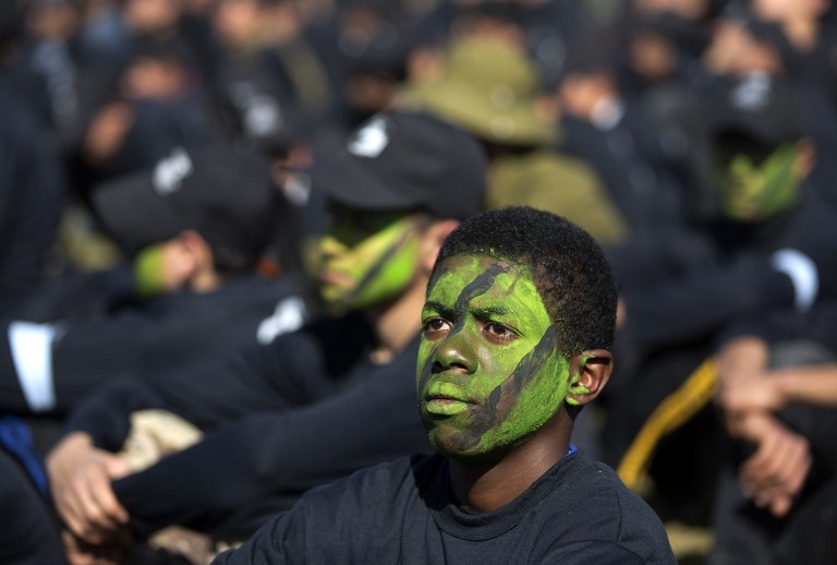 A graduation ceremony for a Hamas-run training camp on January 29, 2015 in Gaza City A graduation ceremony for a Hamas-run training camp on January 29, 2015 in Gaza City
