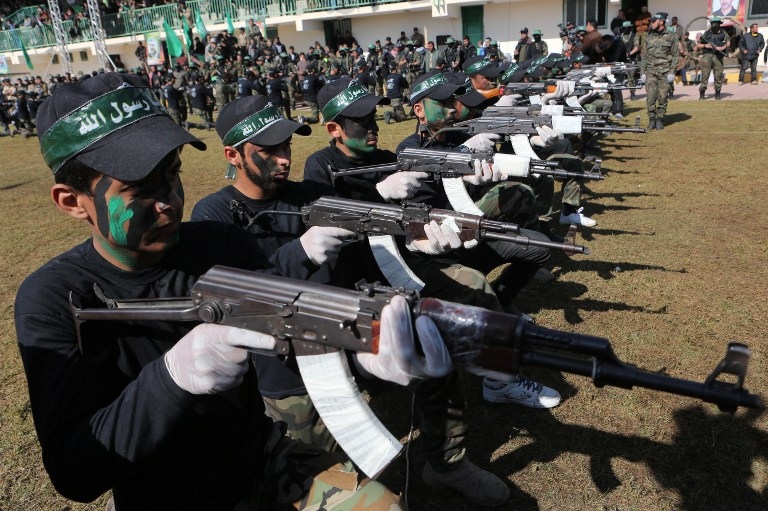 A graduation ceremony for a Hamas-run youth camp on January 29, 2015 in the southern Gaza Strip A graduation ceremony for a Hamas-run youth camp on January 29, 2015 in the southern Gaza Strip