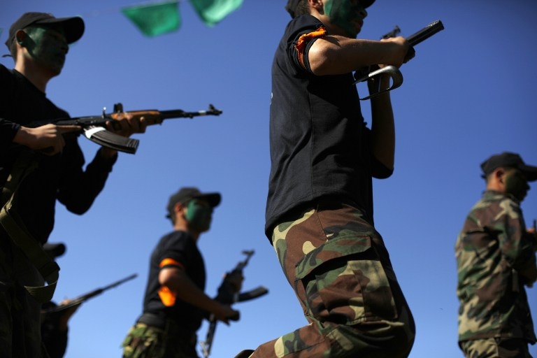 A graduation ceremony for a Hamas-run youth training camp on January 29, 2015 in Gaza City A graduation ceremony for a Hamas-run youth training camp on January 29, 2015 in Gaza City