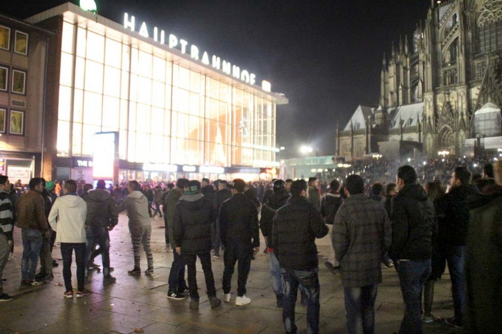 New Year's Eve in front of Cologne's main railway station, where hundreds of women reported being groped by gangs of young men. New Year's Eve in front of Cologne's main railway station, where hundreds of women reported being groped by gangs of young men.