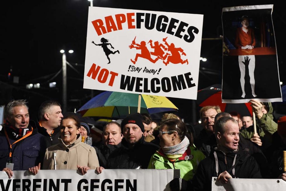 A PEGIDA rally in Leipzig. January 11, 2016. A PEGIDA rally in Leipzig. January 11, 2016.