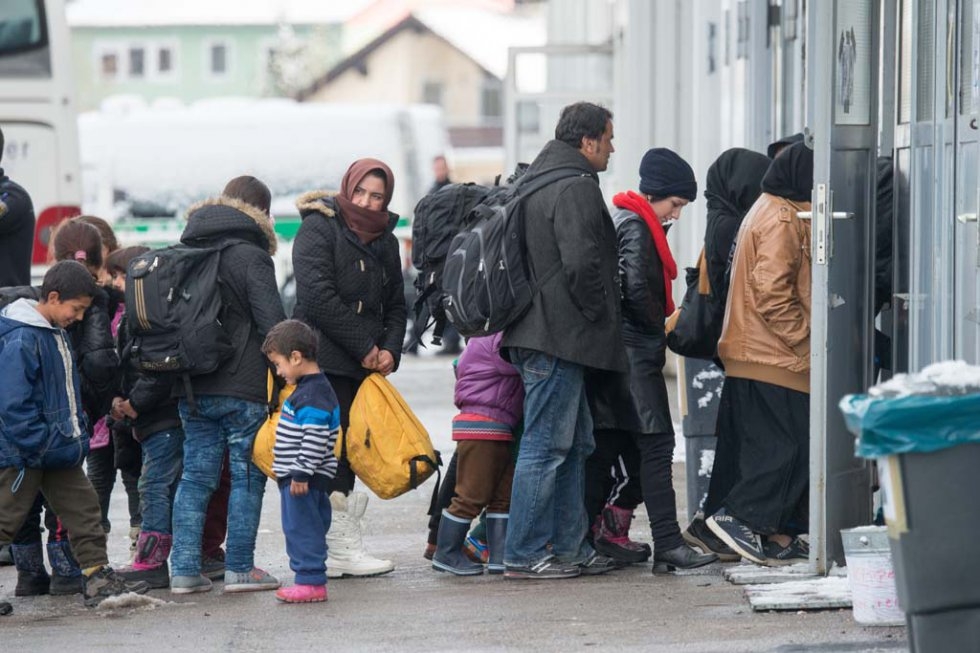 Asylum seekers wait to register in Passau, southern Germany. January 16, 2016. Asylum seekers wait to register in Passau, southern Germany. January 16, 2016.