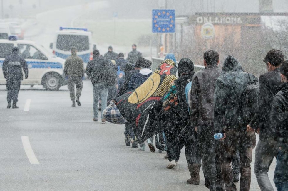Migrants at an Austrian-German border crossing. November 21, 2015. Migrants at an Austrian-German border crossing. November 21, 2015.
