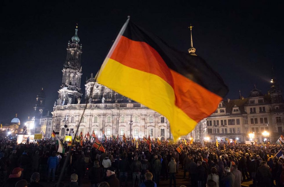 A PEGIDA rally in Dresden. December 7, 2015. A PEGIDA rally in Dresden. December 7, 2015.