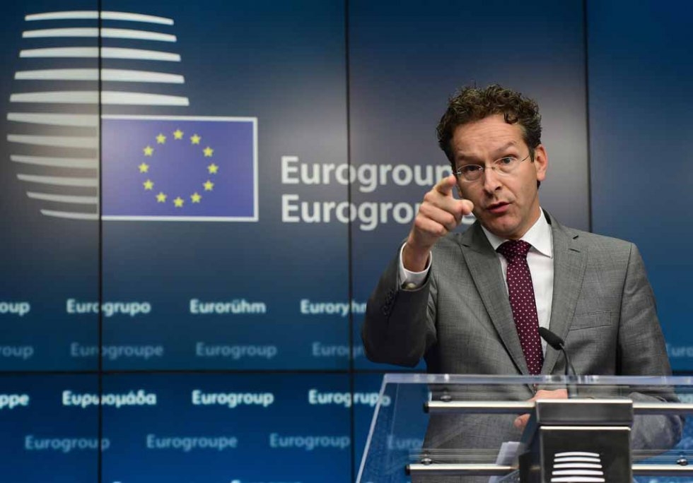 Dutch Finance Minister and Eurogroup president Jeroen Dijsselbloem addresses the media during a Eurogroup meeting in Brussels on June 27, 2015 Dutch Finance Minister and Eurogroup president Jeroen Dijsselbloem addresses the media during a Eurogroup meeting in Brussels on June 27, 2015