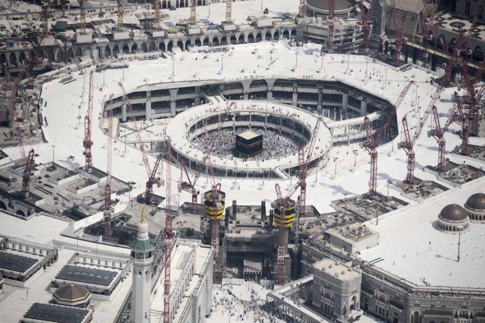An aerial view shows the Grand Mosque in Mecca, where an accident with a crane left more than 100 dead this year. An aerial view shows the Grand Mosque in Mecca, where an accident with a crane left more than 100 dead this year.