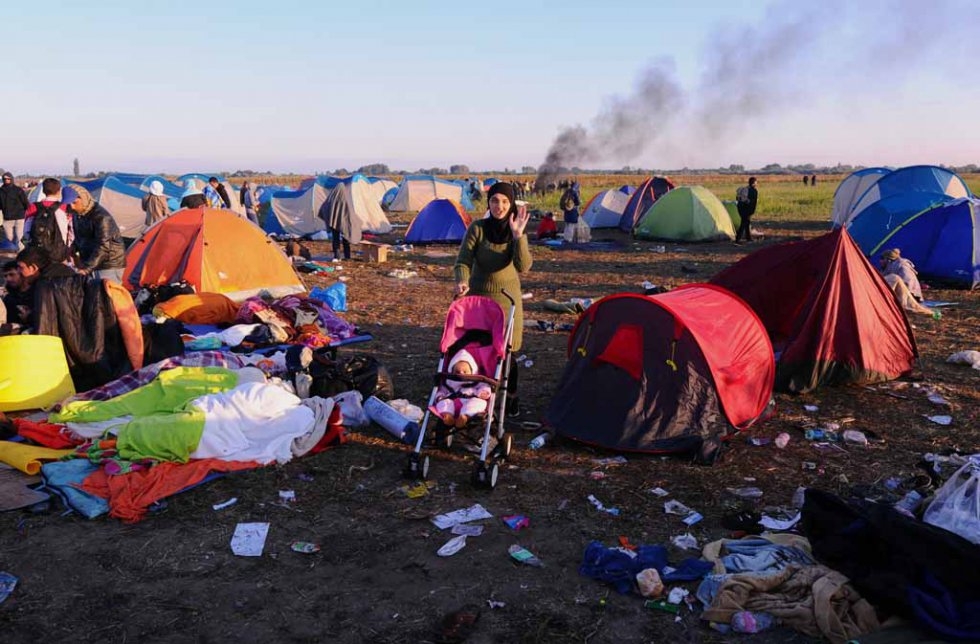 The "migrant collection point" near Röszke on September 8, 2015 The "migrant collection point" near Röszke on September 8, 2015